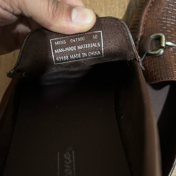 David Stone Brown Men’s Size 10 Woven Faux Leather Horsebit Loafers Moccasins - Picture 3 of 10